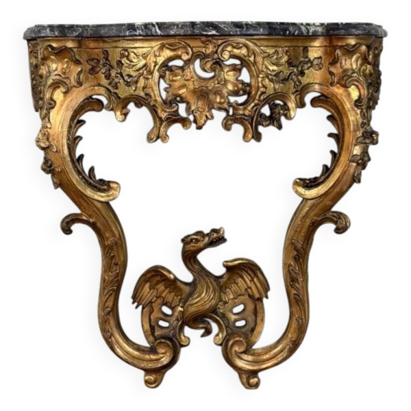Console Régence au dragon, bois sculpté et doré, Paris vers 1720