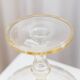 Bol à salade en verre cristal clair sur piédestal, Art Nouveau italien des années 1910 avec teinte ambre.
