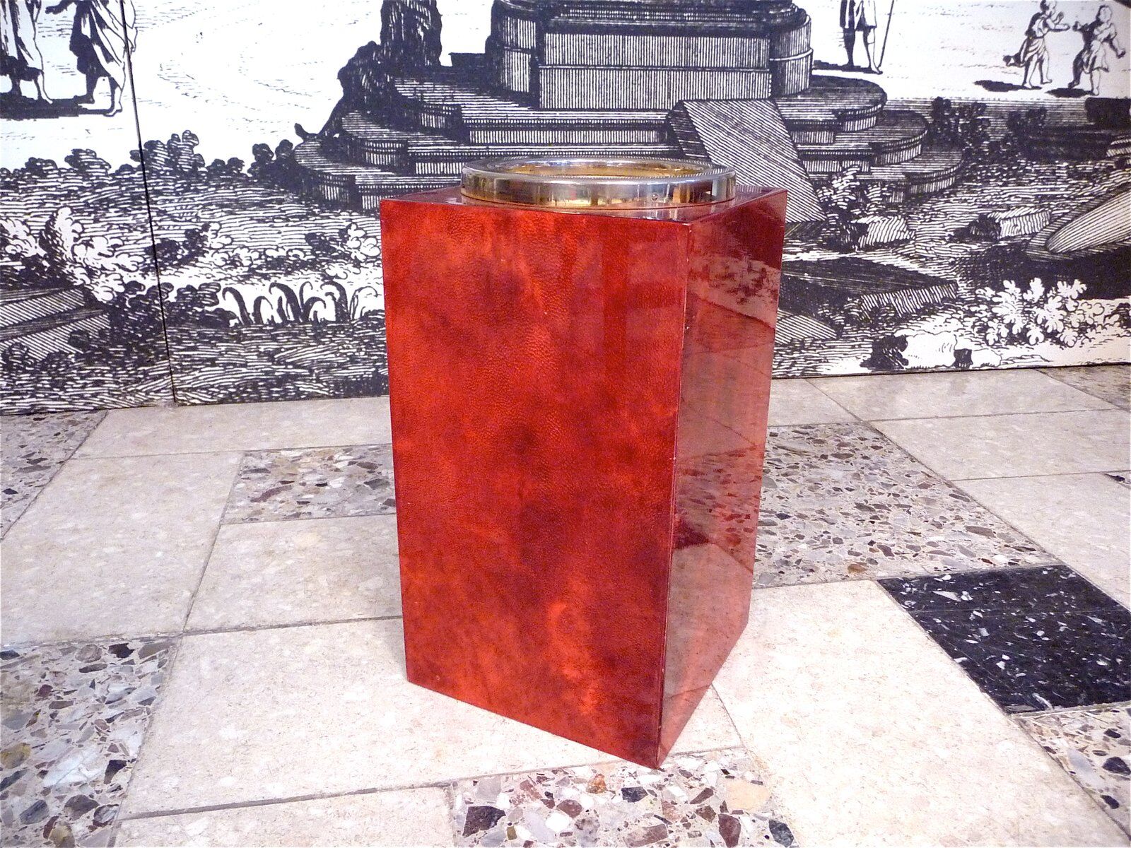 Ice Bucket or bottle cooler with brass details by Aldo Tura, Italy 1960s