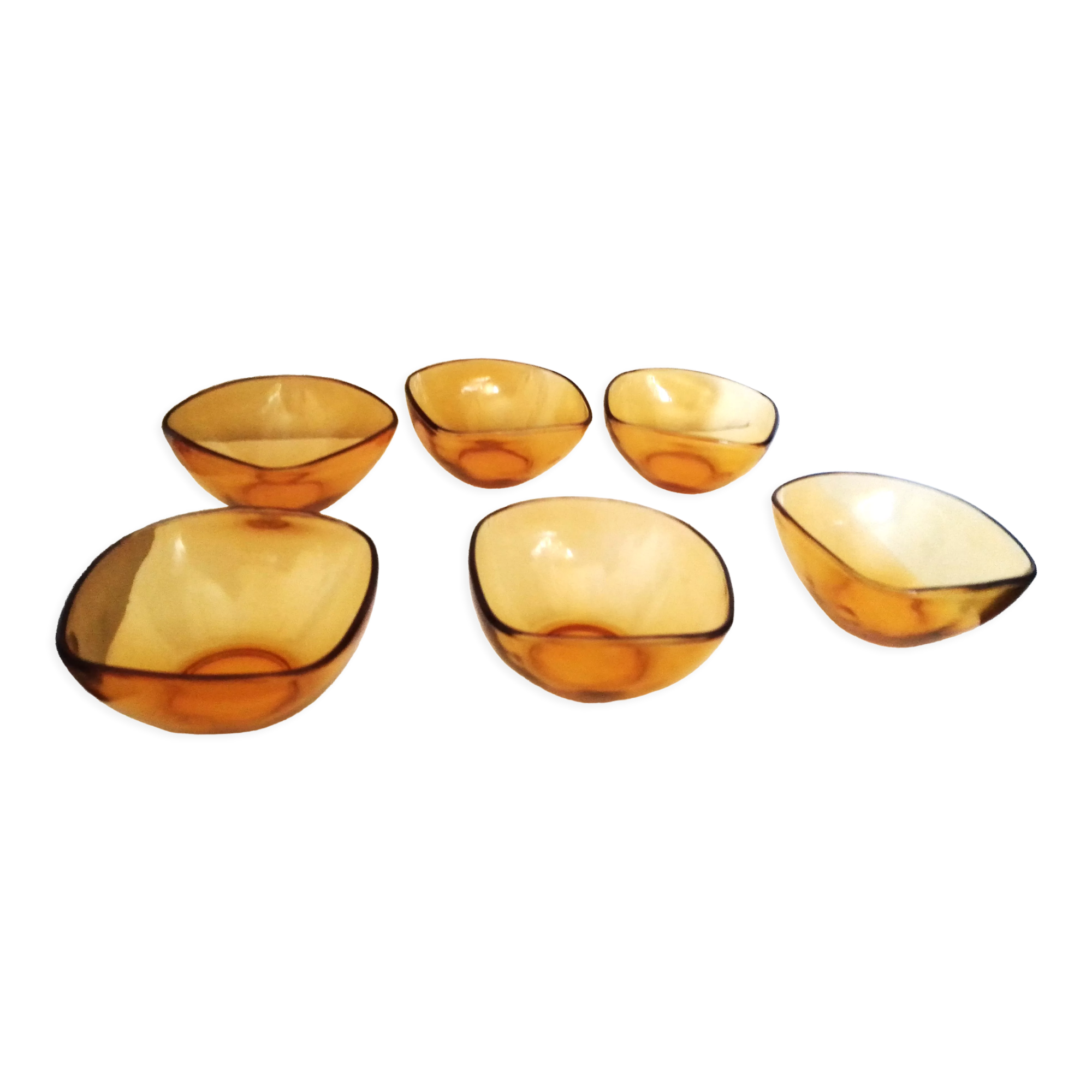 Set of 6 amber Vereco ramekins / bowls