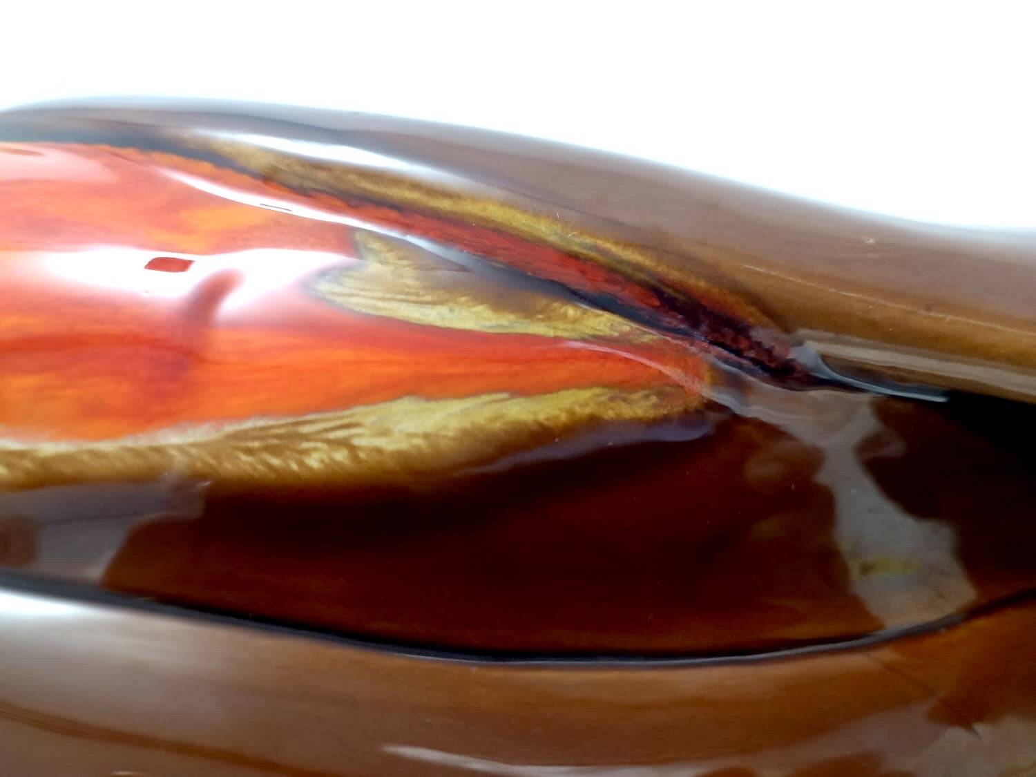 Handmade Orange and Brown Glazed Vallauris Ceramic Vase, France