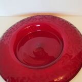 round centerpiece in engraved red glass