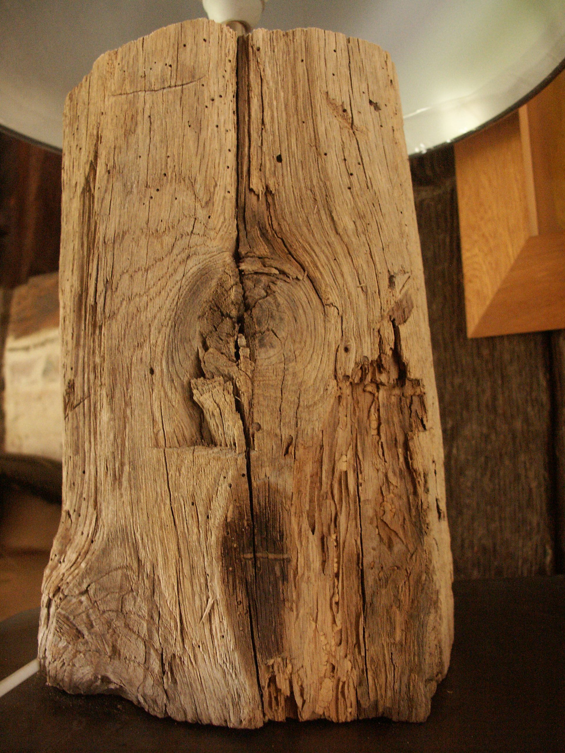 Lamp on old oak beam