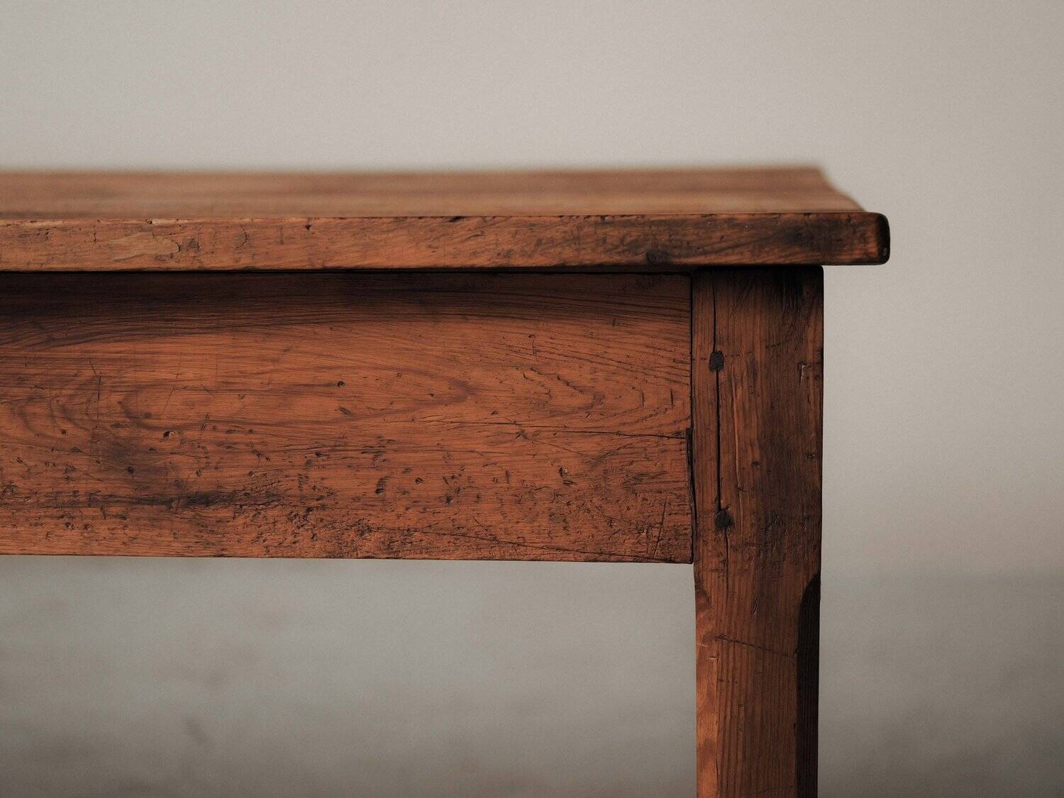Large antique table in solid pine – France, around 1900
