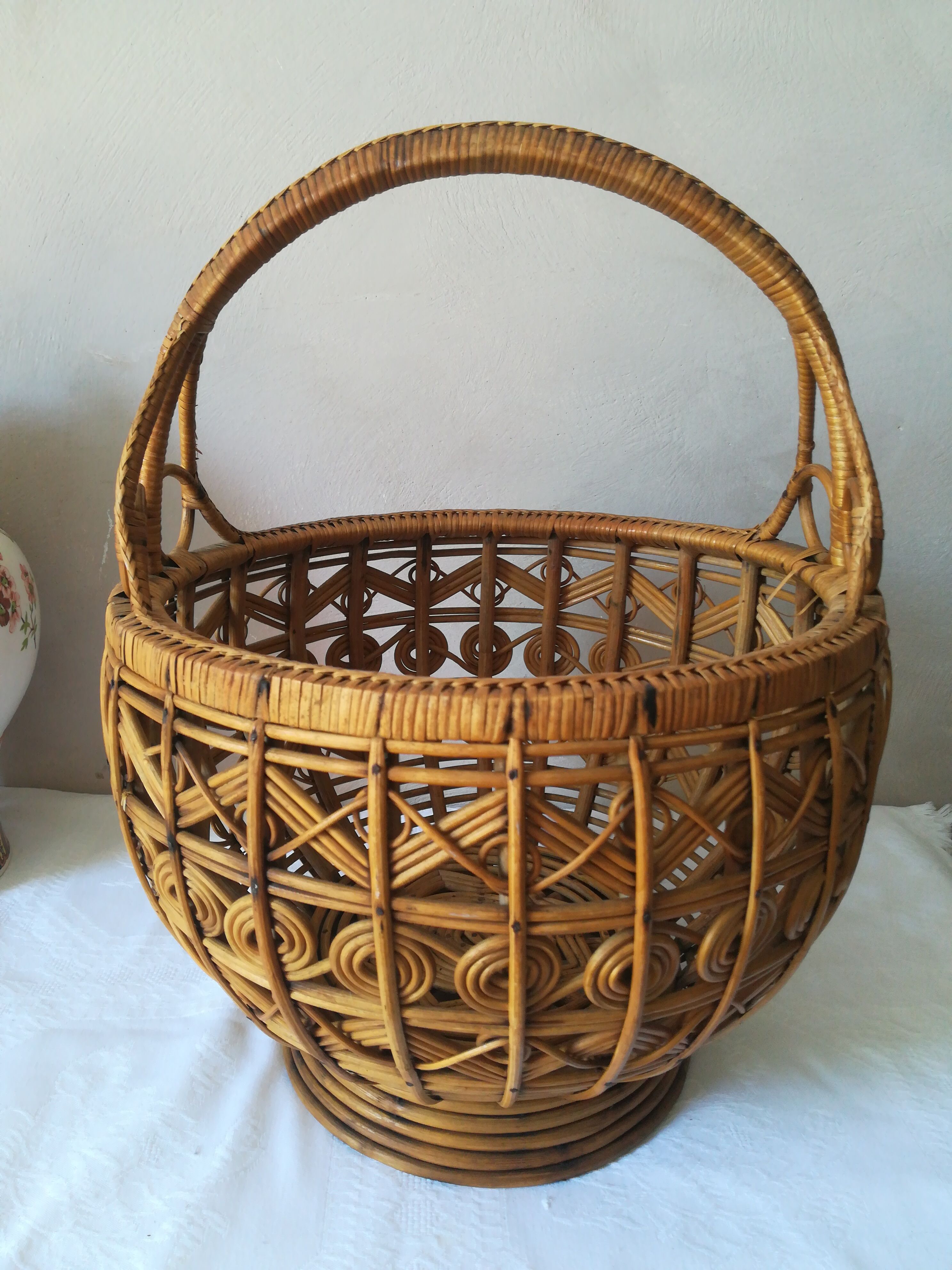 Peacock wicker basket