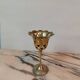 Lattice brass footed lantern with heart pattern