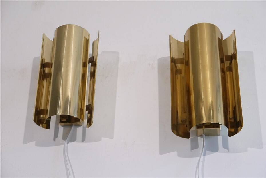 Pair of brass wall lights from Falkenberg 1970
