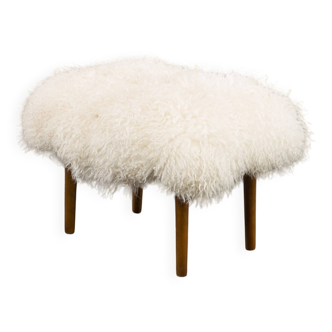 Danish mid-century footstool in long hair sheepskin, 1960s