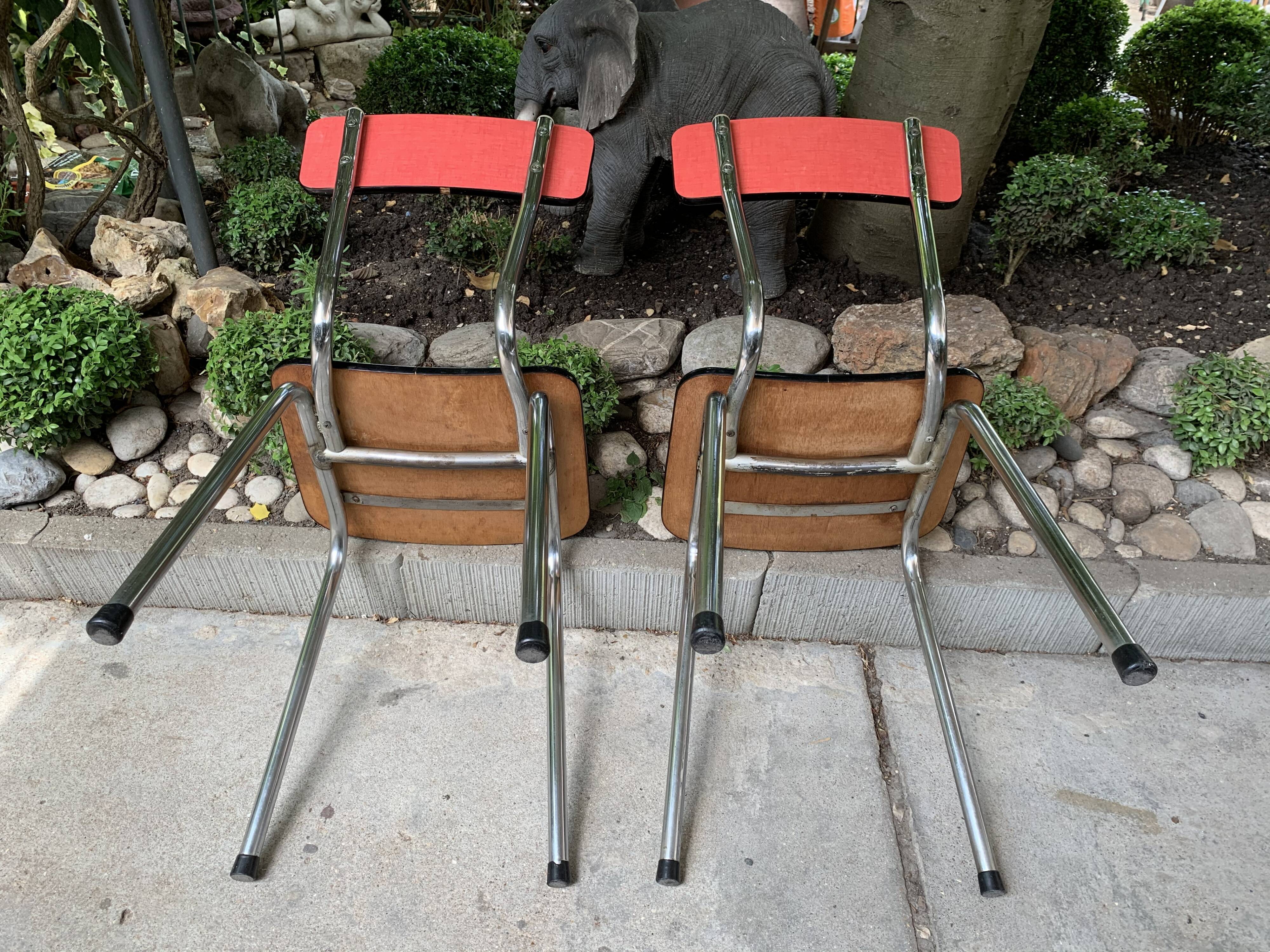Red formica chairs