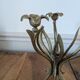 Art Nouveau brass flower chandelier