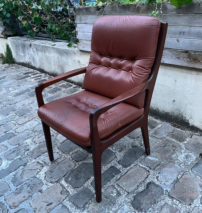 Vintage brown leather armchair
