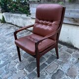 Fauteuil vintage en cuir marron