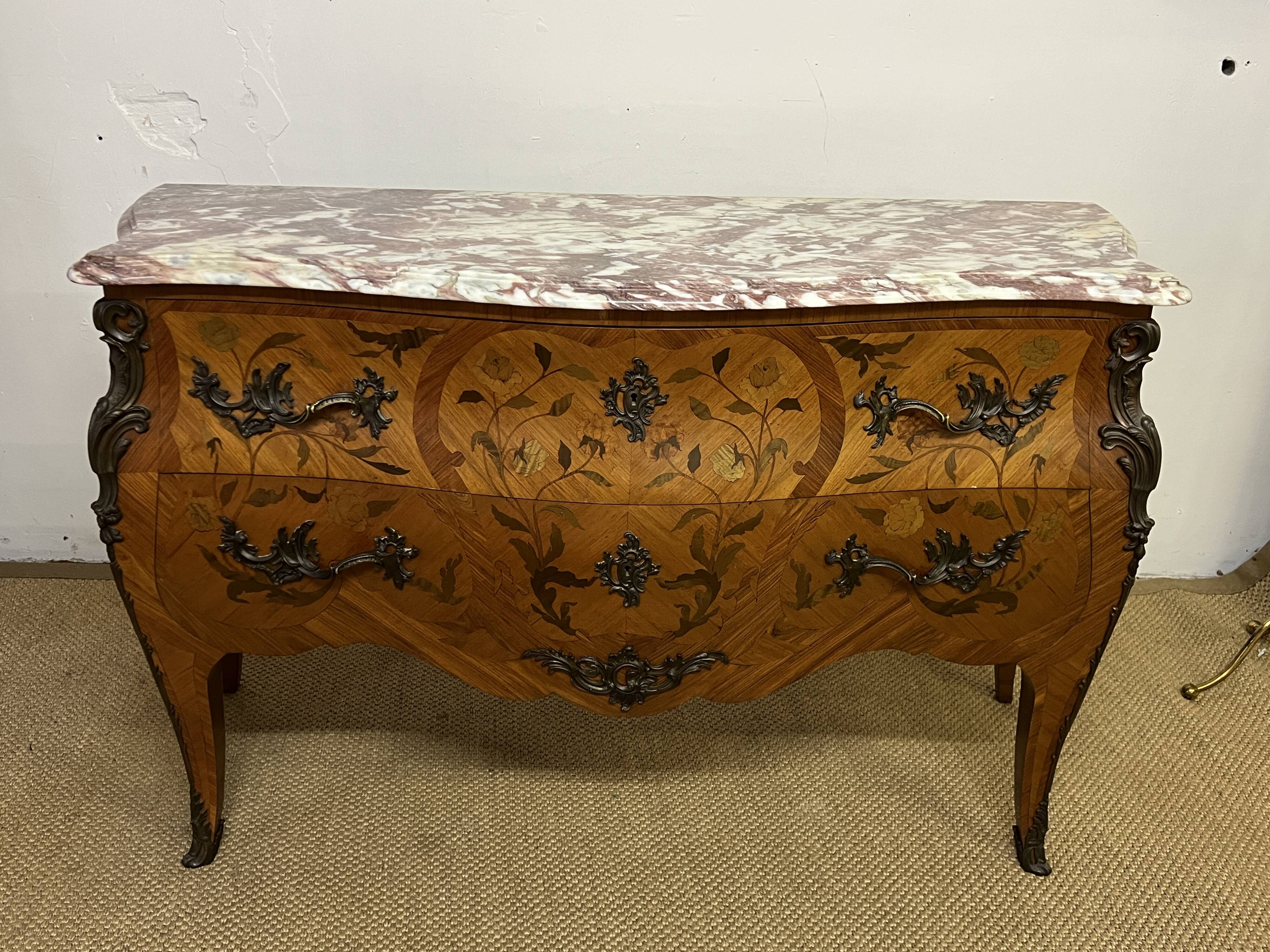 Louis XV style inlaid chest of drawers