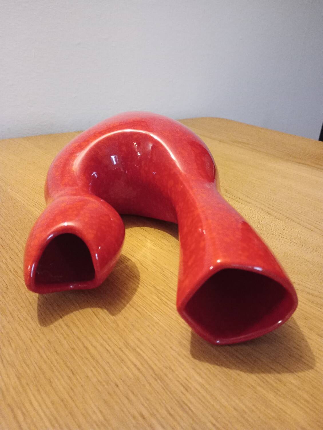Red ceramic vase, italy 1970s