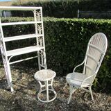 White wicker and rattan shelf