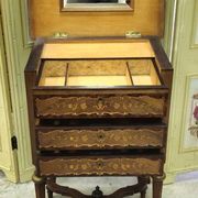 Commode travailleuse marquetée époque Napoléon III à abattant avec miroir