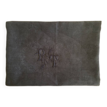 Nappe ancienne damassée, monogrammée PT et teinte - 225x160cm - Métis
