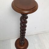 Sellette colonne en hêtre en bois tourné années 40