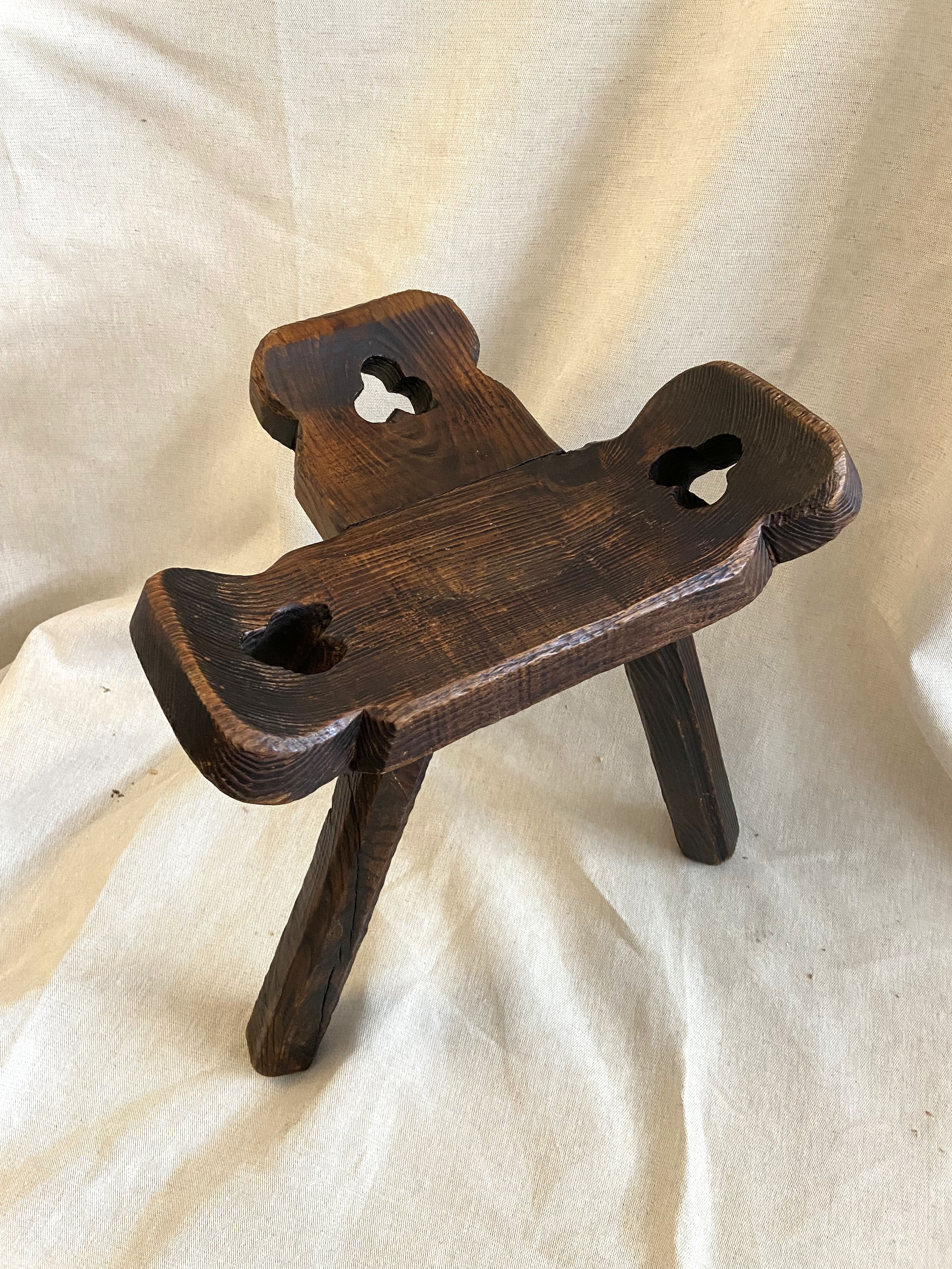 Tripod stool folk art