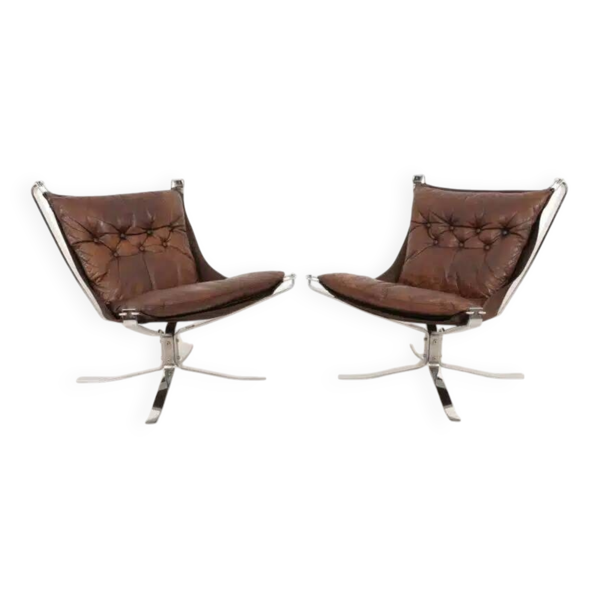2 x vintage armchair | Falcon | Sigurd Ressell | Leather