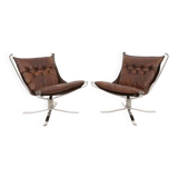 2 x vintage armchair | Falcon | Sigurd Ressell | Leather
