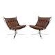 2 chauffeuses vintage Falcon en cuir par Sigurd Ressell