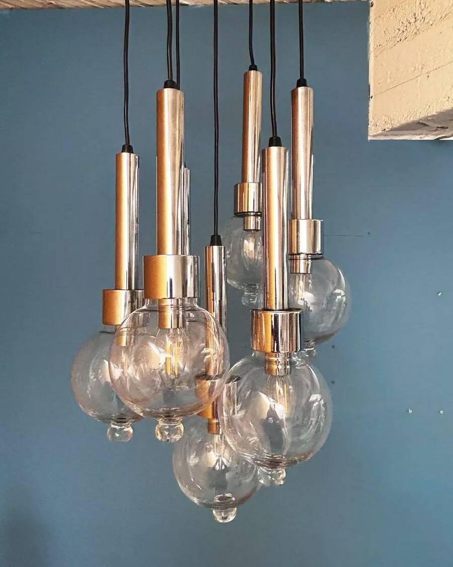 Suspension cascade chrome et verre