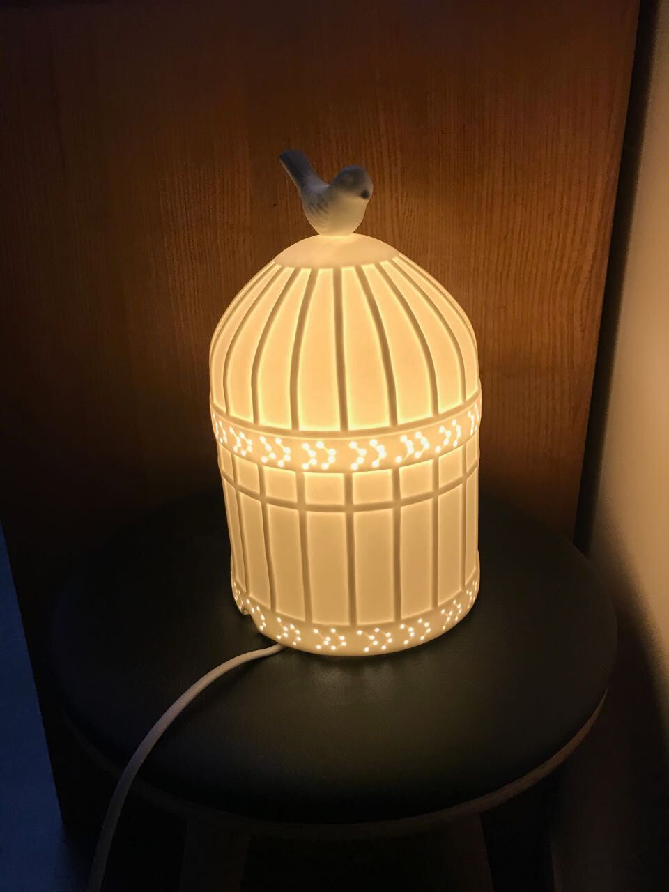 Cookie bird cage table lamp