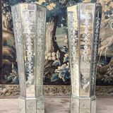 Pair of 70s Venetian Mirrored Columns or Bases, 20th Century.