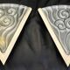 Pair of angular art deco wall sconces with silver metal frames