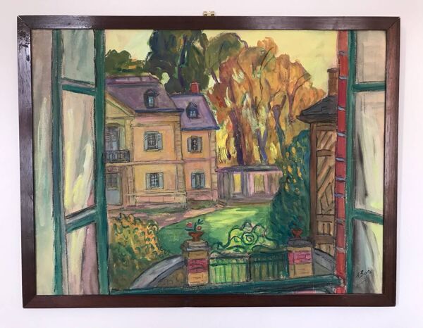 Andrée Clara BAC (1895-…).St-Thibault des Vignes.Gouache,1984.SBD.50x6