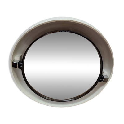 Miroir rond inclinable avec lumière de 1970 (62cm)