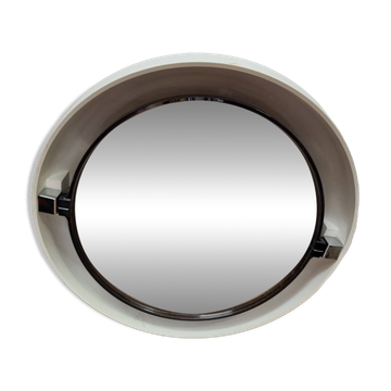 Miroir rond inclinable avec lumière de 1970 (62cm)