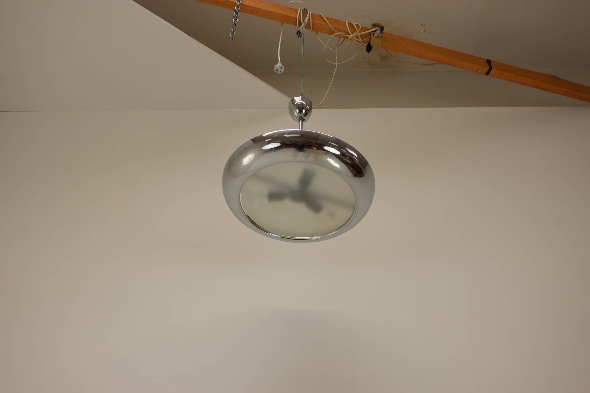 1930s Bauhaus / Functionalist Chrome UFO Chandelier by Napako
