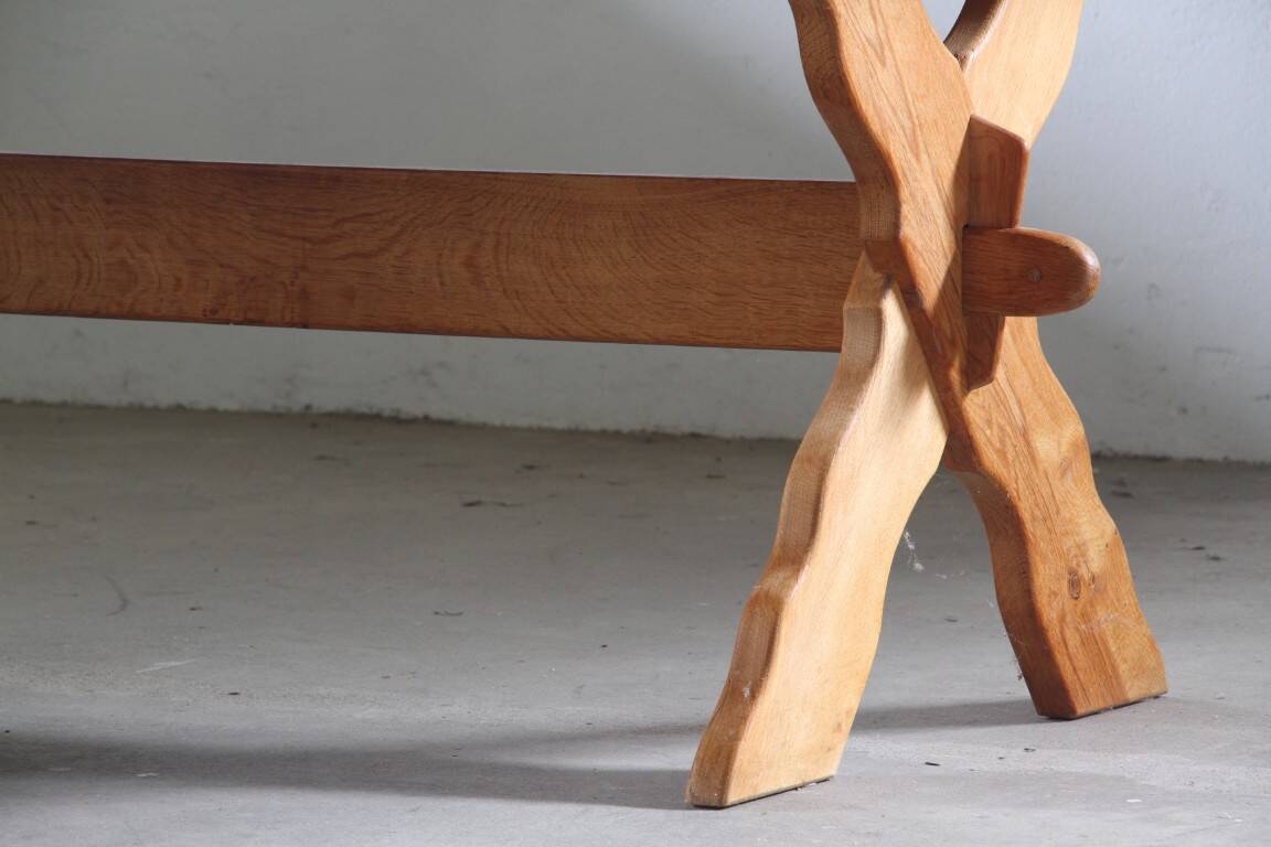 Vintage danish brutalist oak dining table