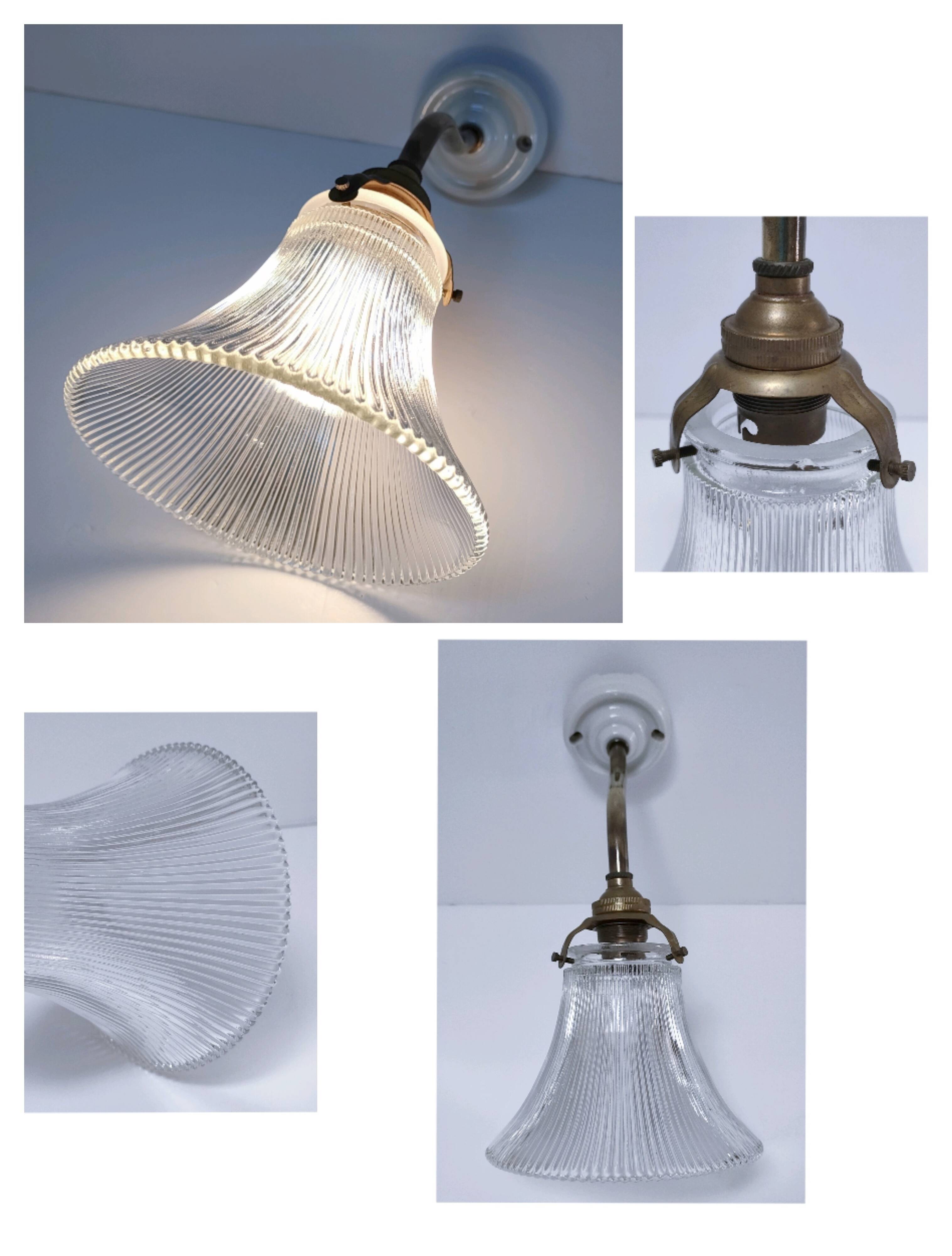 Brass porcelain glass wall light 1900