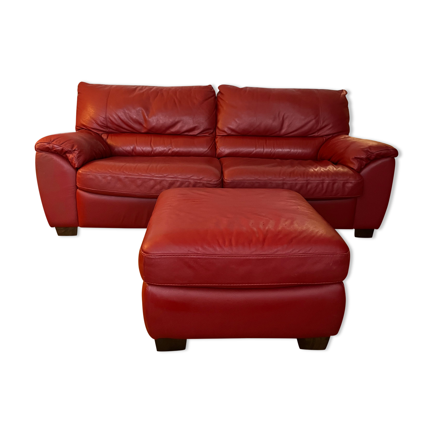 Set convertible leather sofa and footrest Natuzzi