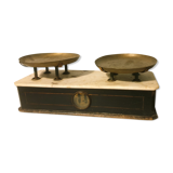 Ancient marble scale with brass weight