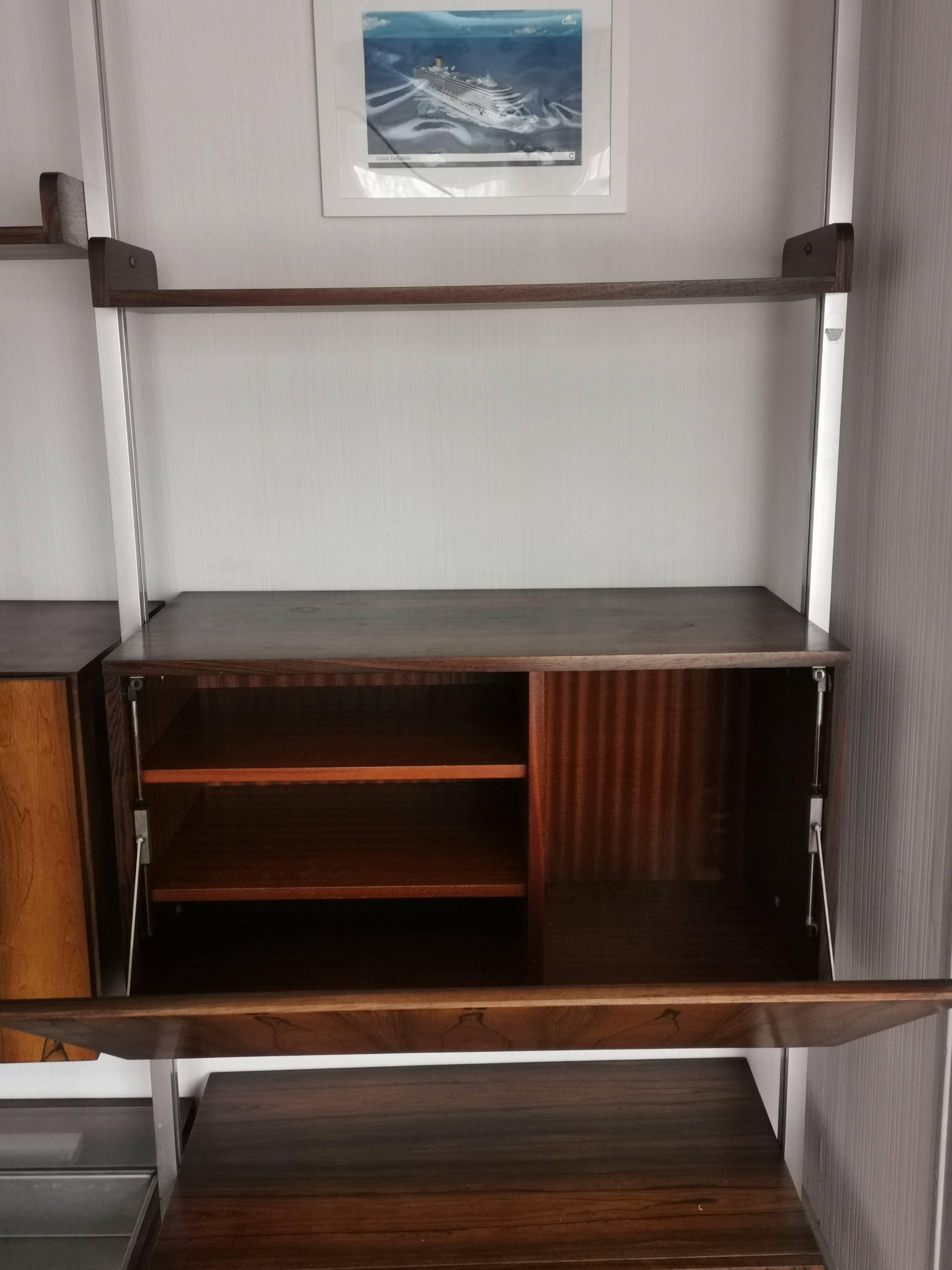 Modular shelves in Rio rosewood