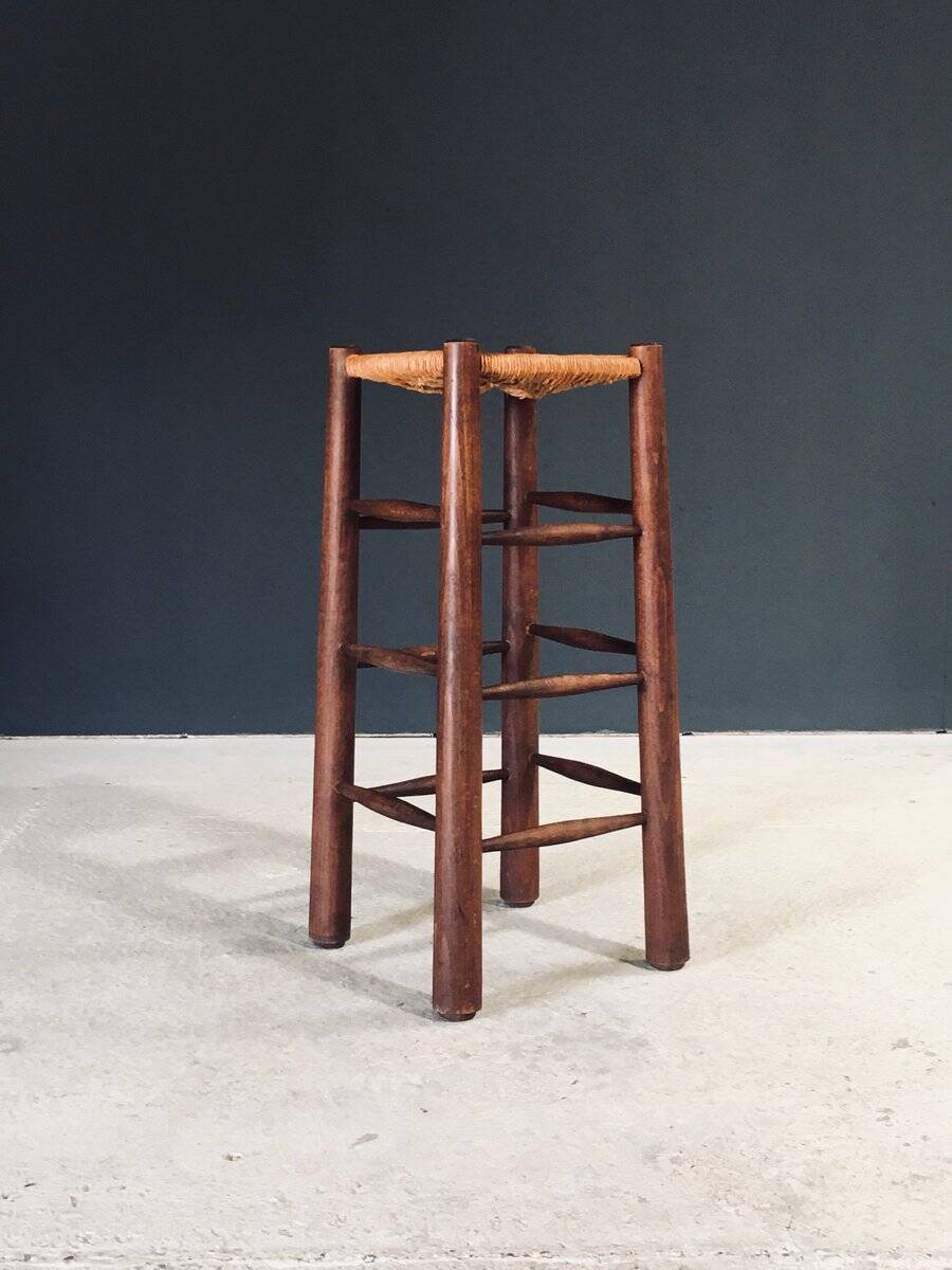 Brutalist bar stool by Charles Dudouyt, France, 1940s.