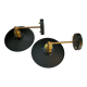 Pair of metal wall lamps in black and bronze color