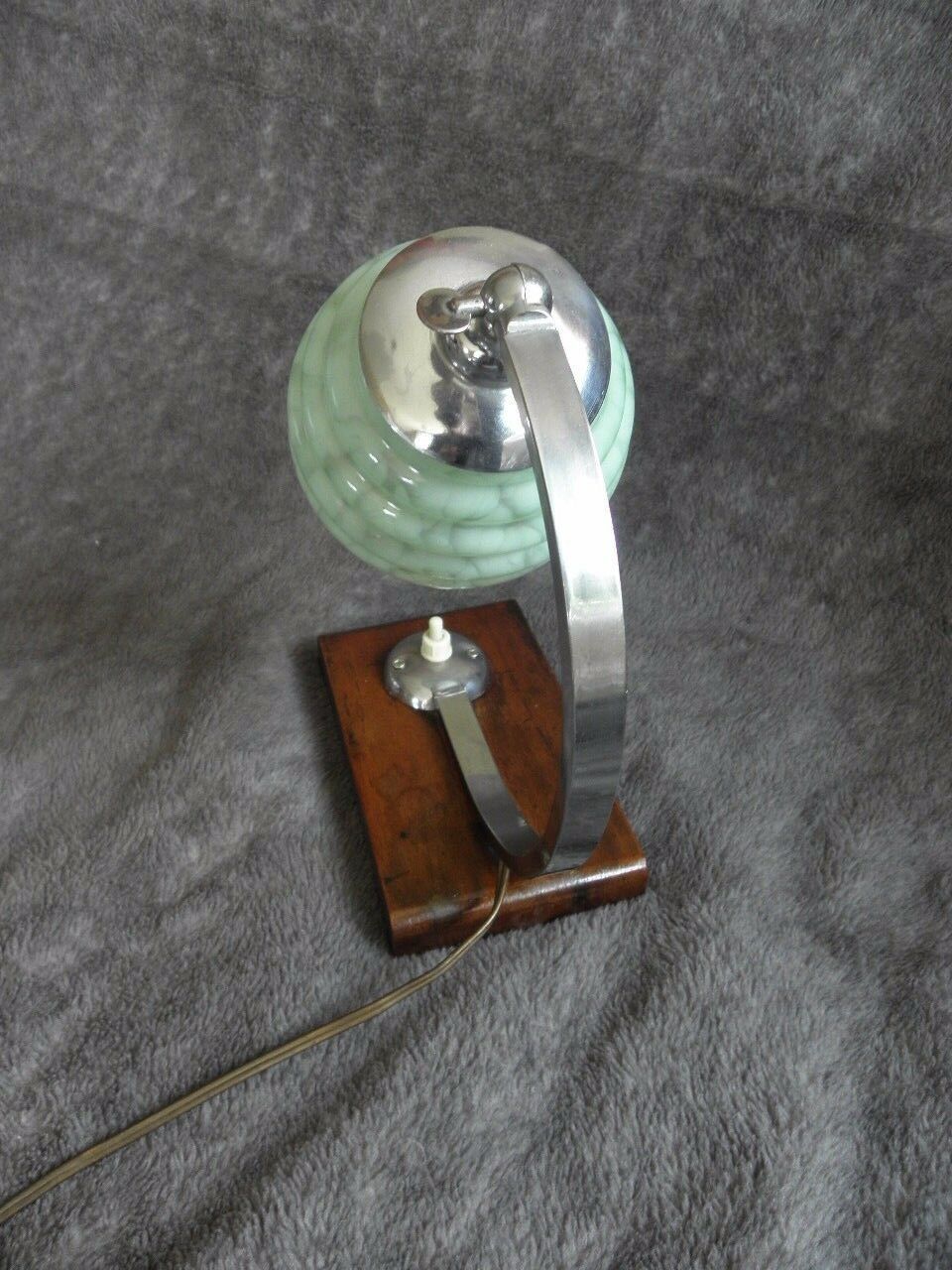 Table lamp or desk glass and vintage wood