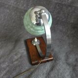 Table lamp or desk glass and vintage wood
