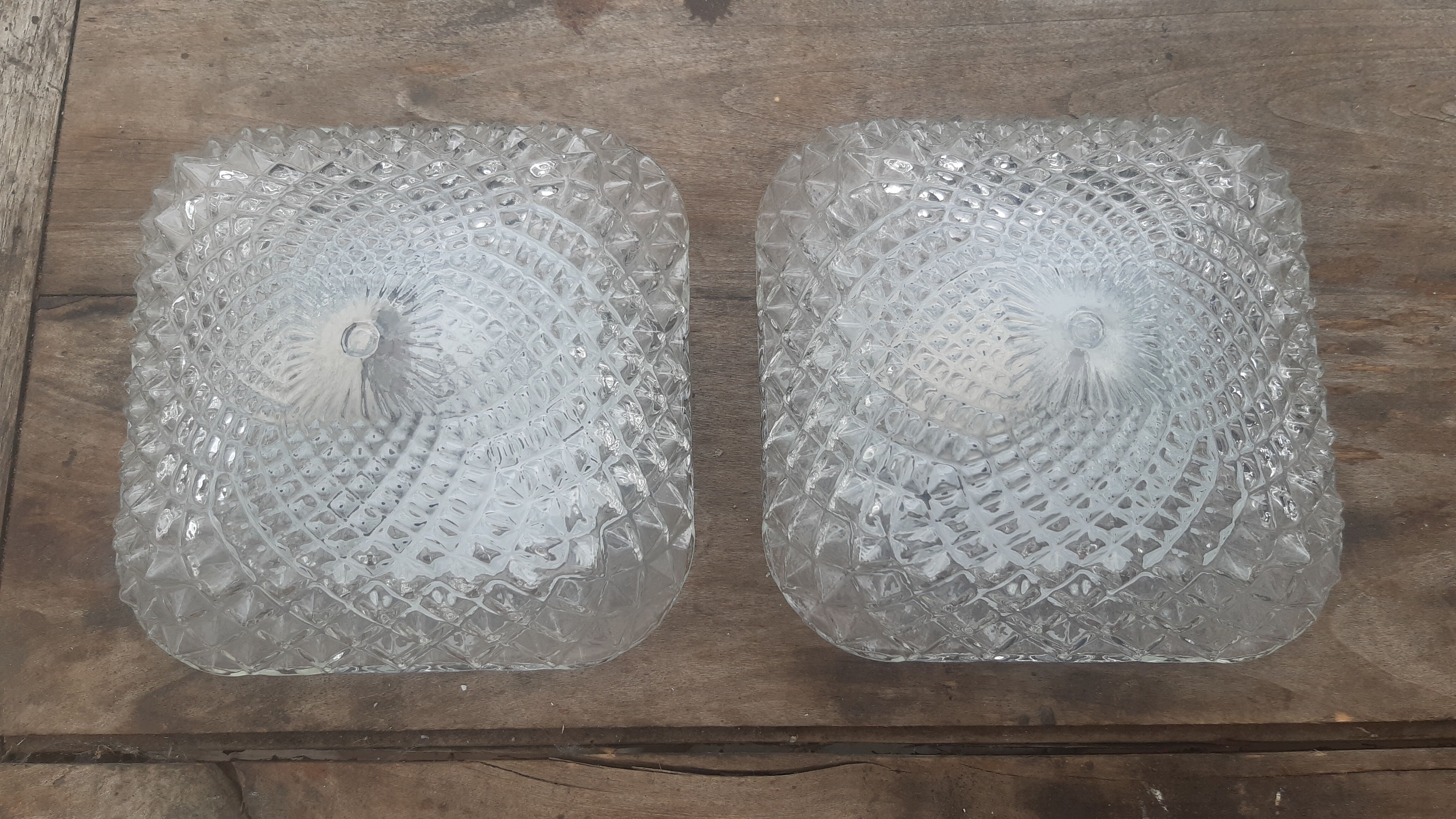 Wall sconces chiseled glass 60s