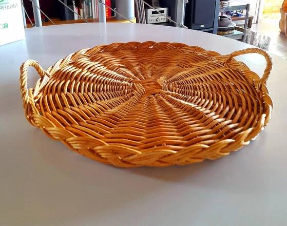 Woven rattan plateau 1960