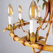Italian metal chandelier in bamboo imitation, 1960s