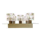 Brushed metal ceiling light and glass globes, 5 halogen candles