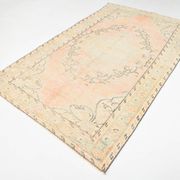 Blush Pink & Sage Green Oushak Vintage Rug For Living Room, 166x266 Cm
