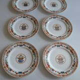 Limoges porcelain Haviland 6 flat plates decor "In the basket"