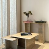 Square nesting table 100% TRAVERTIN